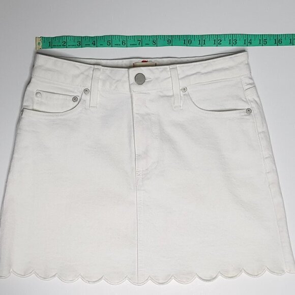 Alice + Olivia Neutral White Mini Jean Skirt Scalloped Hem Girlhood Core XS - Picture 6 of 10